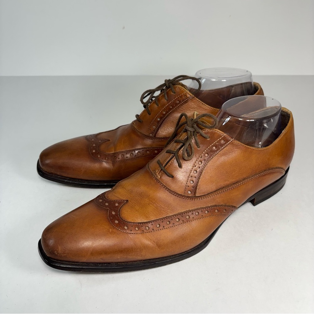 Kenneth Cole Tan‎ Leather Wingtip Oxfords Leather Made in Italy